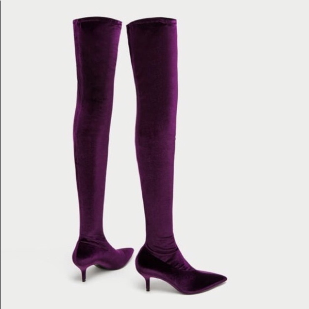 🚫SOLD 🚫 [ZARA] AUBERGINE OVER THE KNEE BOOTS - Picture 4 of 7